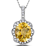 آویز طلا و جواهر با نگین سیترین و الماس تراش برلیان مدل: npdf13064