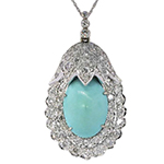 آویز طلا و جواهر با نگین فیروزه و الماس تراش برلیان مدل: npdf13070