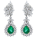 گوشواره طلا و جواهر با نگین زمرد و الماس تراش برلیان و مارکیز مدل: edf1398