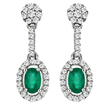 گوشواره زنانه طلا با نگین زمرد و الماس تراش برلیان مدل: edf1421