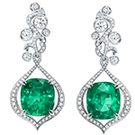 گوشواره جواهر زمرد و الماس تراش برلیان با طلای سفید مدل: edf1473