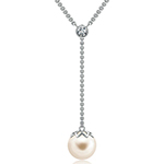 آویز گردنبند مینیمال طلای سفید با نگین برلیان و مروارید بسیار شیک