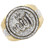 مدل انگشتر الله طلا زرد با نگین الماس تراش برلیان طرح رولکس مدل rgm1545