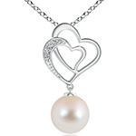 آویز طلای سفید با نگین مروارید و برلیان طرح قلب مدل: Pdf999