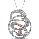 پلاک مار طلای رزگلد و سفید با نگین الماس تراش برلیان: مدل pdb2249