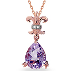 آویز طلای رزگلد با نگین آمیتیست و الماس تراش برلیان مدل: pdfe1026