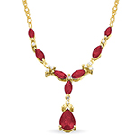 خرید اینترنتی گردنبند قلب طلا زرد جواهر با نگین یاقوت سرخ مارکیز و برلیان 