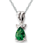 آویز مینیمال گردنبند طلا سفید با نگین زمرد تراش اشک و الماس تراش برلیان مدل: pdf1050