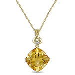 آویز گردنبند طلا زرد با نگین سیترین و الماس تراش برلیان مدل: pdf1053