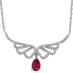 گردنبند طلا و جواهر با نگین یاقوت قرمز و الماس تراش برلیان مدل: ndf1336 