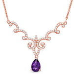 گردنبند طلا و جواهر رزگلد نگین آمیتیست و برلیان مدل: ndf1342