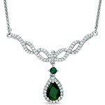 گردنبند طلا و جواهر با نگین زمرد و الماس تراش برلیان مدل: ndf1345 