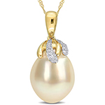 آویز طلای زرد 18 عیار زنانه مروارید و الماس تراش برلیان سفید مدل: pdf1077