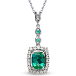 آویز گردنبند طلا بلند سفید با نگین زمرد و الماس تراش برلیان مدل: pdf118803