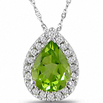 آویز طلا سفید 18 عیار با نگین زبرجد و الماس تراش برلیان مدل: pdf122107