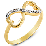 انگشتر زنانه طلای زرد با نگین الماس تراش برلیان طرح قلب و بینهایت : مدل wrdf2140 