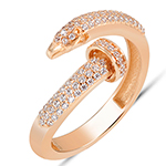 انگشتر زنانه طلای رزگلد با نگین الماس تراش برلیان طرح مار پیچی: مدل wrdf2141 