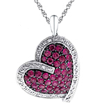 آویز و پلاک قلب طلا سفید با نگین یاقوت قرمز و برلیان مدل:ndf1031