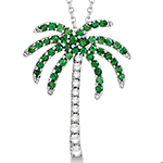 آویز طلا سفید طرح درخت جواهر با نگین زمرد و برلیان مدل:ndf1043