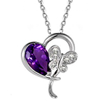 آویز پروانه طلا سفید و جواهر با نگین آمیتیست تراش قلب و برلیان مدل:ndf1064