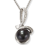 آویز مروارید مشکی جواهر خاص و زیبا با طلا سفید و نگین برلیان مدل:pdf1014