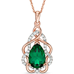 آویز طلا رزگلد و سفید جواهر نگین زمرد تراش اشک و برلیان مدل:pdf1015