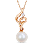 آویز طلا رزگلد مروارید طرح مینیمال با تک نگین الماس تراش برلیان مدل : pdf1023