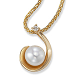 آویز طلا زرد با نگین مروارید شیری و تک نگین الماس تراش برلیان مدل : pdf1026