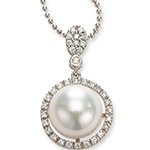 آویز طلا سفید شیک جواهر با نگین مروارید و برلیان برای بانوان مدل : pdf1028