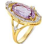 انگشتر جواهر زنانه طلای زرد با نگین آمیتیست و الماس تراش برلیان :مدل rgf1617