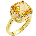 انگشتر زنانه طلای زرد با نگین سیترین و الماس تراش برلیان :مدل rgf1618