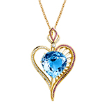 آویز قلب طلا زرد با نگین توپاز، یاقوت سرخ و الماس تراش برلیان طرح جدید مدل:pdf1041