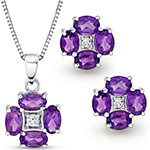 نیم ست گل طلا 18 عیار زنانه جواهر آمیتیست و برلیان مدل:hsdf1121