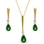 نیم ست طلا زرد 18 عیار با نگین جواهر زمرد و الماس تراش برلیان مدل:hsdf1123