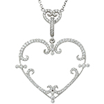 پلاک طلا قلب جواهر با نگین الماس تراش برلیان و طلا سفید: مدل pdb2286 