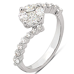 انگشتر نامزدی فلاور طلای سفید با نگین الماس تراش برلیان,پرنس و مارکیز مدل: eng2259