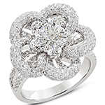 انگشتر نامزدی فلاور طلای سفید با نگین الماس تراش برلیان و اشک مدل: eng2263