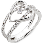 انگشتر نامزدی طلای سفید با نگین الماس تراش برلیان طرح قلب مدل: eng2265