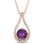 آویز طلای رزگلد با نگین الماس تراش برلیان و آمیتیست: مدل npdf13171