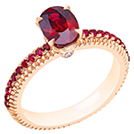 انگشتر سولیتر طلا و جواهر زنانه با نگین یاقوت قرمز و الماس تراش برلیان: مدل rgf1640 