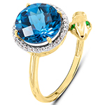 انگشتر مار طلا زرد زنانه با نگین توپاز، زمرد و الماس تراش برلیان :مدل rgf1641