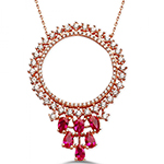 پلاک طلای زرد با نگین الماس تراش برلیان و یاقوت قرمز: مدل npdf13195