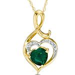 پلاک قلب طلای زرد زنانه جواهر با نگین الماس تراش برلیان و زمرد : مدل npdf13199