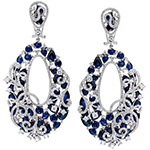 گوشواره زنانه طلا و جواهر یاقوت کبود و الماس تراش برلیان مدل: edf1532