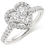 حلقه نامزدی طلای سفید با نگین الماس تراش برلیان طرح قلب مدل: eng2272