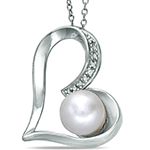 پلاک طلا سفید 18عیار زنانه نگین برلیان و مروارید طرح قلب: مدل npdf13205 