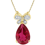 پلاک طلای زرد با نگین الماس تراش برلیان و یاقوت قرمز: مدل npdf13207 