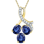 پلاک طلای زرد 18 عیار زنانه جواهرالماس تراش برلیان و یاقوت کبود: مدل npdf13209