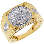 انگشتر طلای 18 عیار پایه رولکسی مردانه با نگین الماس تراش برلیان مدل rgm1600 