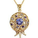 آویز گردنبند طلا 18عیار زنانه طرح انار جواهر آمیتیست و الماس تراش برلیان مدل npdf13217